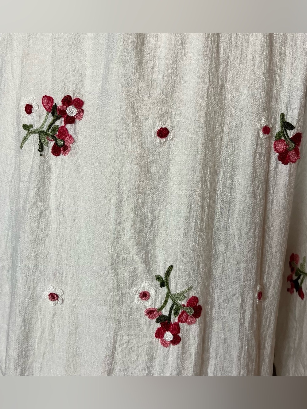 Anthropologie Kindred White Embroidered Floral Button Down Blouse Top XL - Picture 5 of 7
